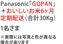 Panasonic「GOPAN」＋おいしいお米6ヶ月定期配送（合計30Kg）1名さま