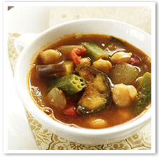 サンバル風ひよこ豆と野菜のスープカレー