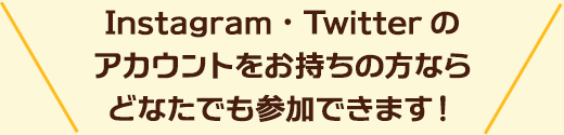 Instagram・Twitterのアカウントをお持ちの方ならどなたでも参加できます！